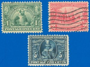 USA SCOTT #328-330 Jamestown Expo Set/3, Used-Fine, 2 Lite CxLs, SCV $38.50 (SK)