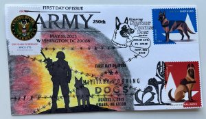 2025 Army 250th FDC Hand Drawn Paint Cachet 2019 Military Working Dogs 3 Cancel
