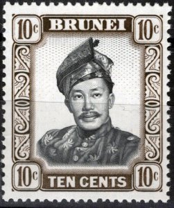 ZAYIX Brunei 107a MNH 1970 10c olv brn Sultan on Whiter Glazed Paper 072423S07M