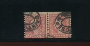 453 Washington Type I Used Coil LINE PAIR of 2 Stamps w/Weiss Cert (453-WC 1)