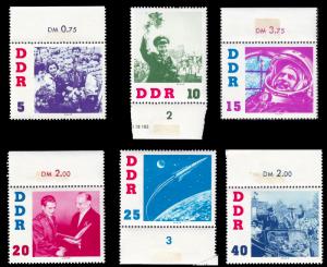 Germany DDR 1961 Sc 576-81 MNH Soviet Space Achievements set