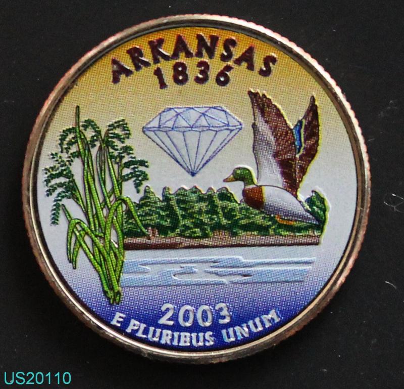 2003-D ARKANSAS Colorized State Quarter ship outside US $1