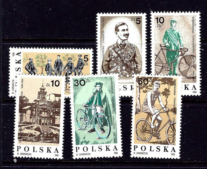 Poland 2776-81 MNH 1986 Bicycling