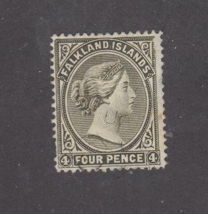 FALKLAND ISLANDS:# 6a LIGHT USED 4p VICTORIAN ISSUE CAT VALUE $100