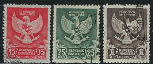 Indonesia 359-61 Used 1950 set (an3527)