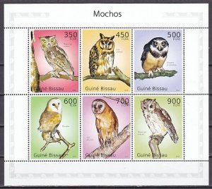 Guinea Bissau, 2010 issue. Owls on a sheet of 6. ^