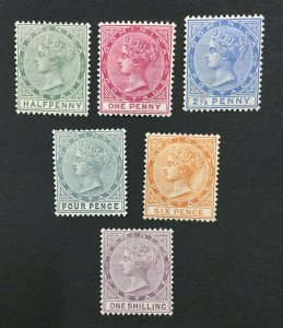 MOMEN: DOMINICA SG #20-26 1886-90 CROWN CA MINT OG H LOT #193108-1719