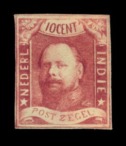 NETHERLANDS INDIES 1864 King William III 10c lake Scott # 1 mint MH *OG