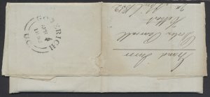 1852 Stampless SFL Manuscript Postmark Hay (Huron-UC) to Goderich Jurors Summons