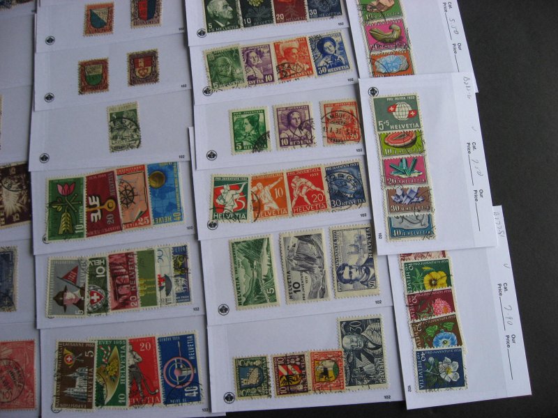 Switerland older stamps assembled in sales cards with better,worth checking out