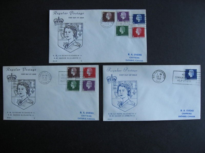 Canada FDC Cameo H&E 2 combo, 1 single first day covers Sc 401-5
