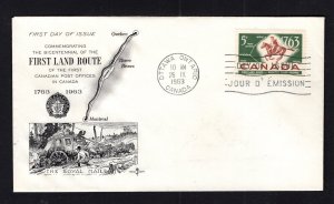 Canada #413 ( 1963 Postal Rider issue)  unaddressed Rosecraft cachet FDC