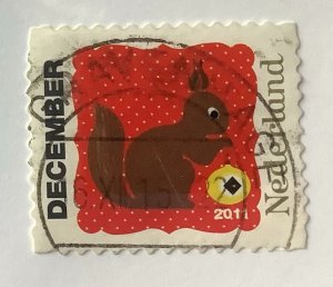 Netherlands 2011 Scott 1400j used - December stamp, Christmas, Squirrel