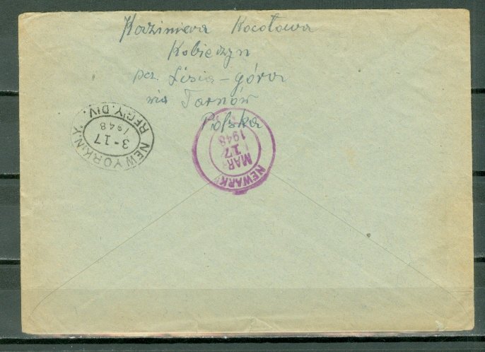 POLAND 1949 NICE REGISTERED AIR COVER TO USA