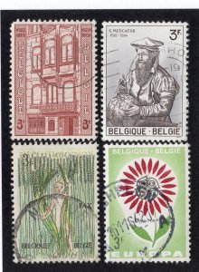 Belgium 1962-64 Group of 4 Commemoratives, Scott 577, 579, 593, 614 used