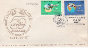 Colombia # C520-521, Avianca 50th Anniversary, First Day Cover