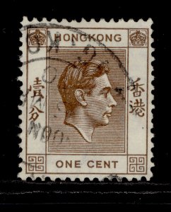 HONG KONG GVI SG140, 1c brown, FINE USED.