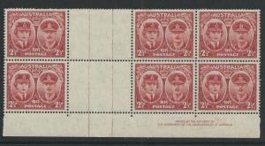 AUSTRALIA 1945 Royal Visit 2½d imprint block with gutter hinged mint.......50989