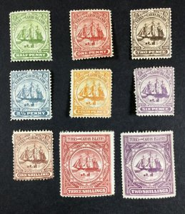 MOMEN: TURKS & CAICOS ISLANDS SG #101-109 1900-1904 MINT OG H LOT #68049*