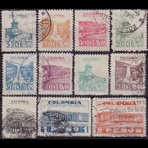 COLOMBIA 1945 - Scott# C134-44 Views Set of 11 Used