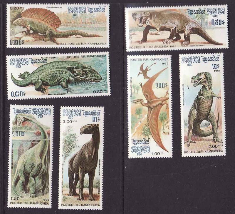 D4-Cambodia-Sc#663-9-unused NH set-Prehistoric Animals-Dinos