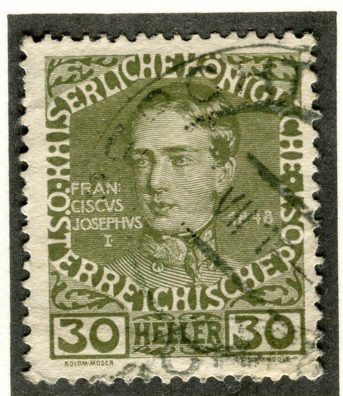 AUSTRIA;   1908 early F. Joseph Accession issue fine used 30h. value