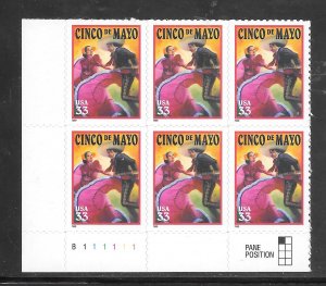 #3309 MNH Plate Block of 6 Pos #1