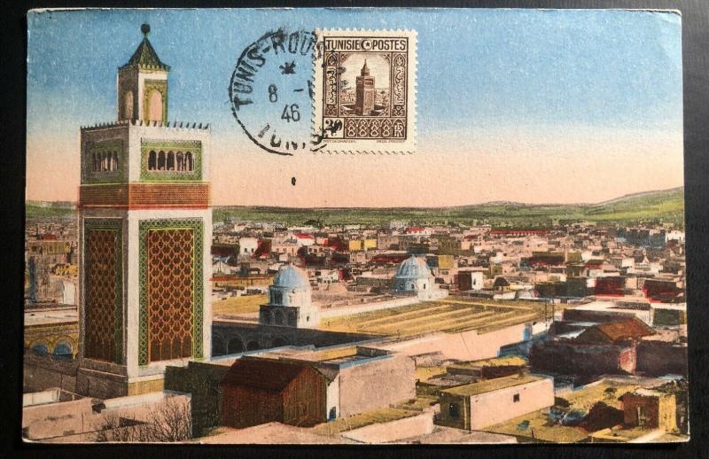 1946 Tunis Tunisia Color Picture Postcard Cover PPC General View