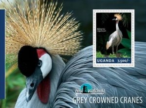 UGANDA 2014 SHEET ugn14301b BIRDS GREY CROWNED CRANES