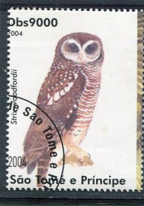 Sao Tome & Principe 2004 BIRD OWL 1 value Perforated Fine Used