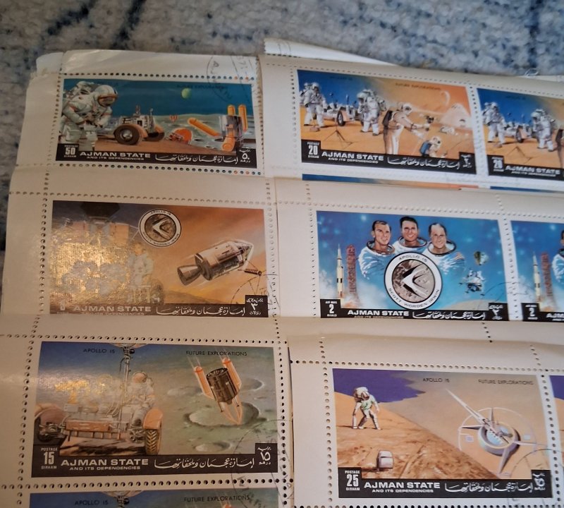 AJMAN SPACE: 6-4x5 Sheets 120 Stamps Used XF WW Worldwide Foreign Lot Low Price