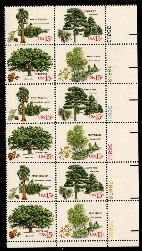 ALLY'S STAMPS US Plate Block Scott #1764-7 15c American Trees [12] MNH [A-LR]