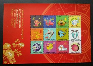 Sierra Leone 30th Anniversary Of Chinese Zodiac 2010 Lunar 十二生肖 (sheetlet) MNH