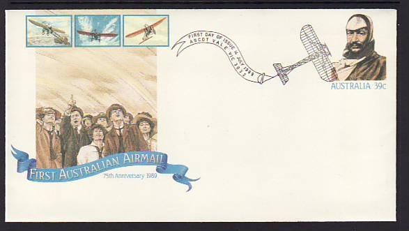 Australia First Airmail 1989 Stamped Envelope FDC  C89