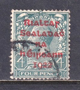 IRELAND — SCOTT 10A  — 1922 4d DOLLARD, CARMINE OVPT. — USED — SCV $140