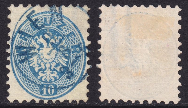 Austria - 1863 - Scott #25 - used - blue WIEN pmk - partial watermark