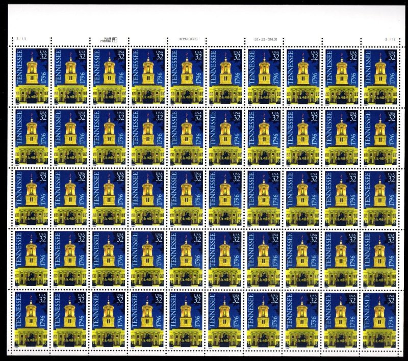 Scott #3070 32c Tennessee Complete Sheet of 50 Stamps - MNH