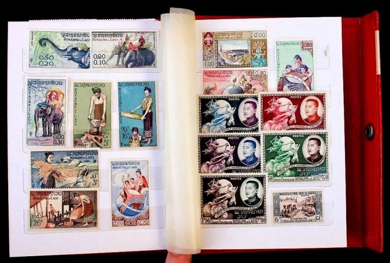 Laos Stamp Collection Authentic China Album 157 MH & Used Stamps