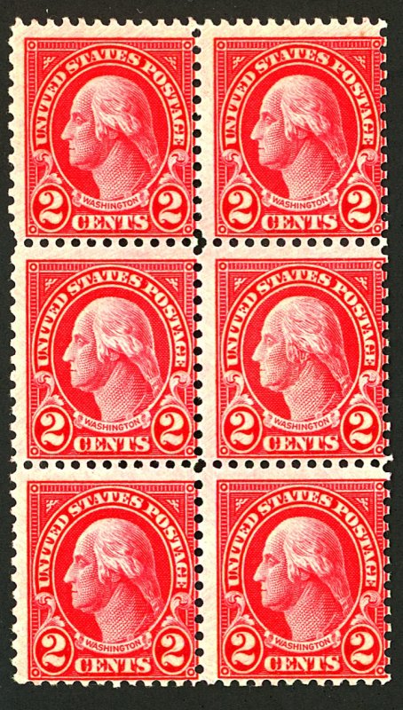 U.S. #634 MINT LONG EAR BLOCK OF 6 OG NH