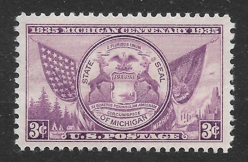 Doyle's_Stamps: Near Superb 1935 NH Purple 3c Michigan State Seal