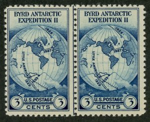 US 753 MNH : Attached Vertical Line Pair : 1935 Byrd Issue