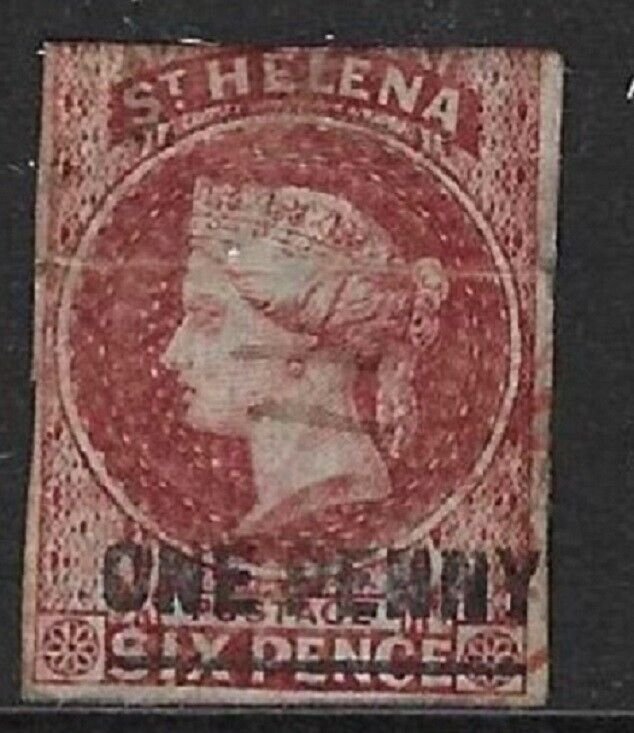 ST.HELENA SG3 1863 1d LAKE IMPERF USED