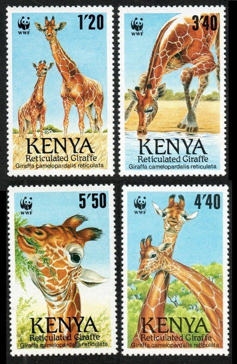 1989 Kenya 481-484 WWF / Giraffe 16,00 €