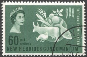 NEW HEBRIDES 1963, Sc 93 Used VF Freedom from Hunger issue