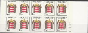 Monaco #1609a Complete Booklet  MNH VF CV $11.00 (SU2491L)