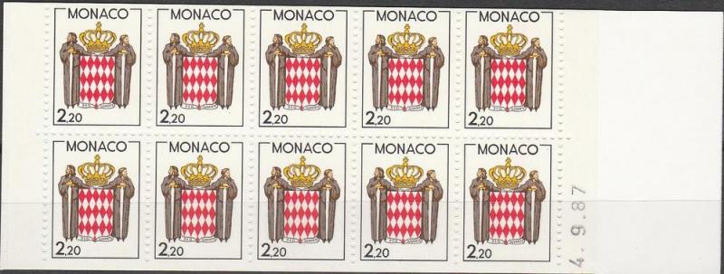 Monaco #1609a Complete Booklet  MNH VF CV $11.00 (SU2491L)