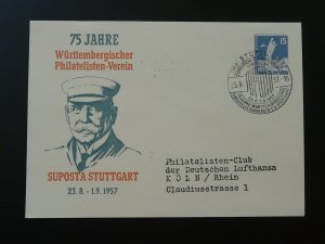 aviation history Ferdinand von Zeppelin 1957 postal stationery Stuttgart 95128
