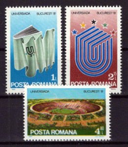 Romania 3015-3017 MNH University '81 Games Sports Flag ZAYIX 0624S0392