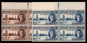 ES-15081 PITCAIRN ISLANDS Scott# 9-10 Mint NH KGVI 1946 Cross Block of 4