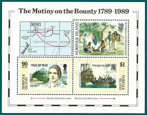 Norfolk Island 1989 Bounty Mutiny,  MS used #456,SGMS464